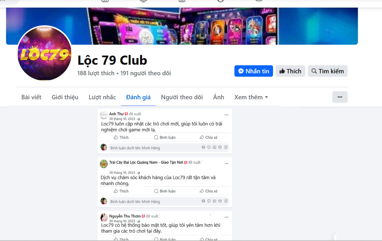 Đánh giá của người chơi Anh Thư, Nguyễn Thị Thơm về Loc79