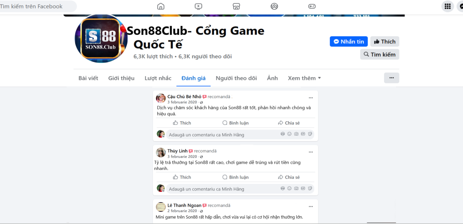 Đánh giá của người chơi Cậu Chủ Bé Nhỏ, Thùy Linh và Lê Thanh Ngoan về Son88