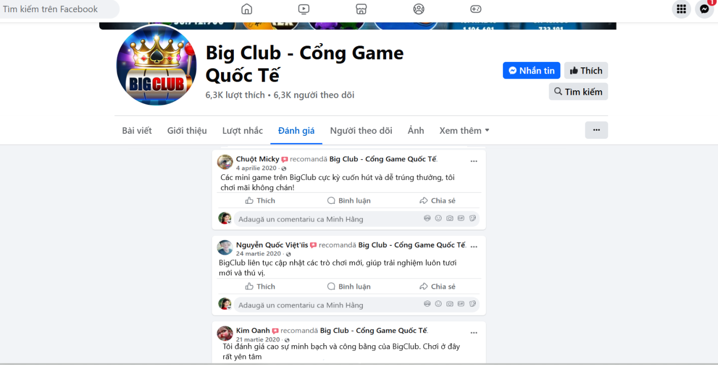 Đánh giá của người chơi Chuột Micky, Nguyễn Quốc Việt và Kim Oanh về BigClub
