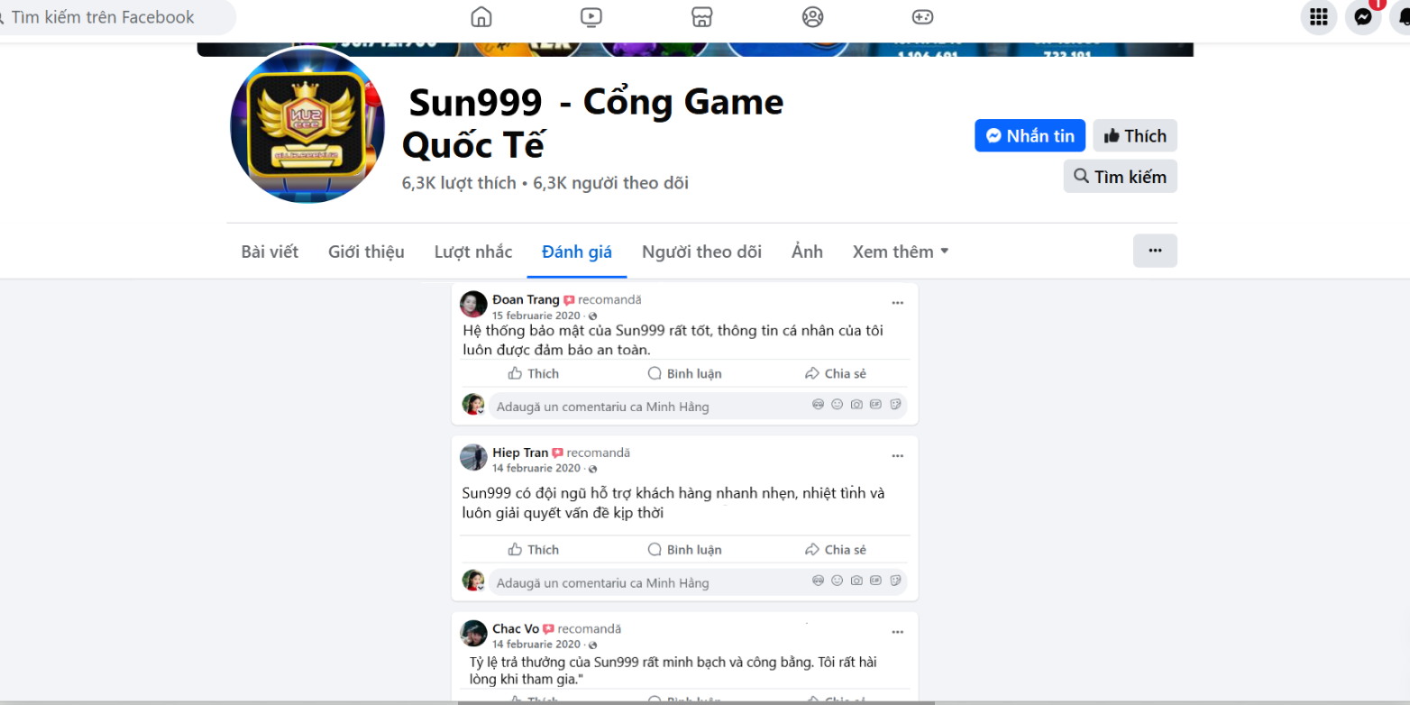 Đánh giá của người chơi Đoan Trang, Hiep Tran và Chac Vo về Sun999