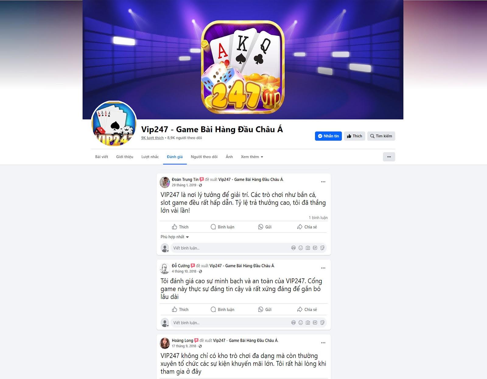 Đánh giá của người chơi Đoàn Trung Tín, Đỗ Cường, Hoàng Long về cổng game Vip247