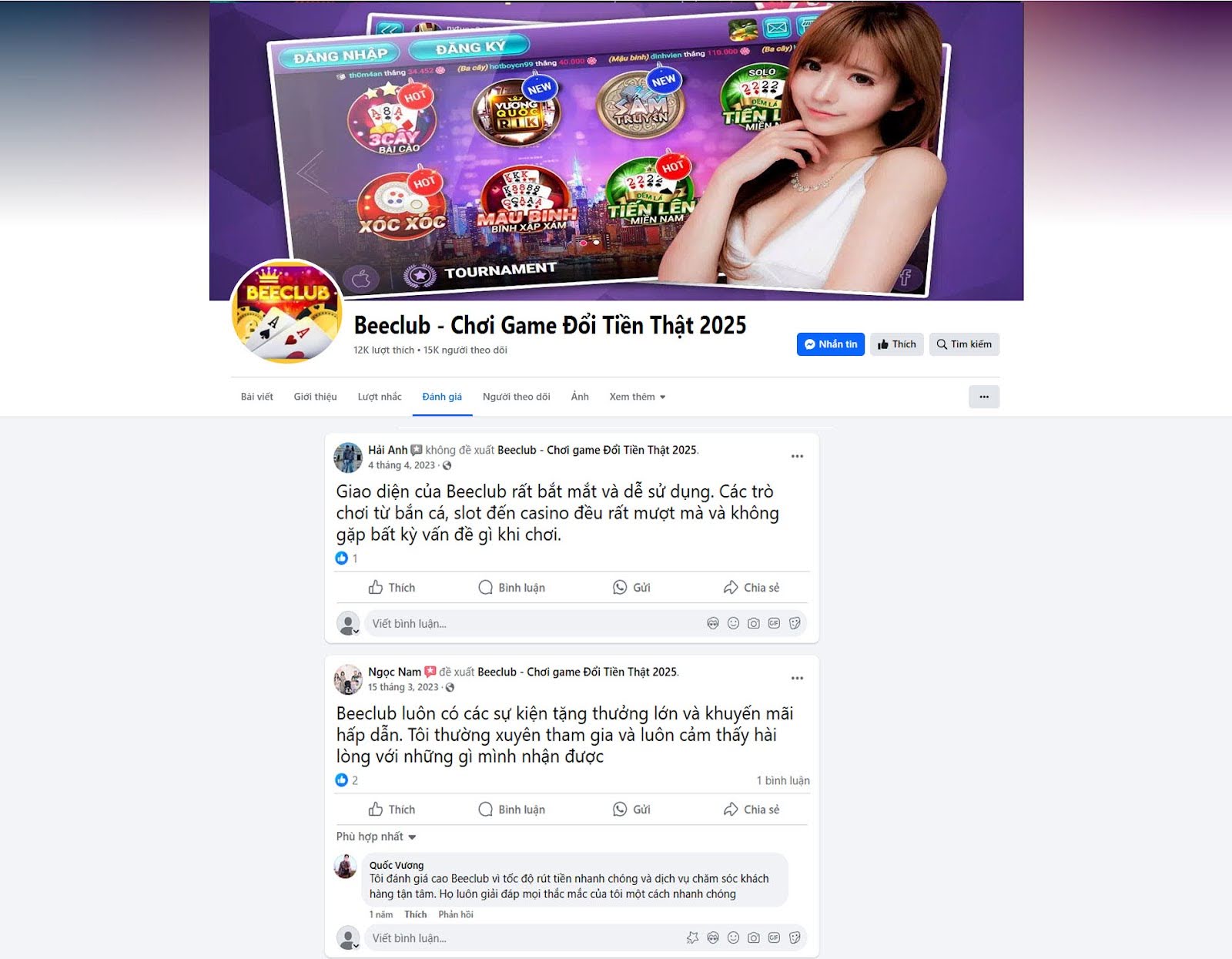 Đánh giá của người chơi Hải Anh, Ngọc Nam, Quốc Vương về cổng game Beeclub