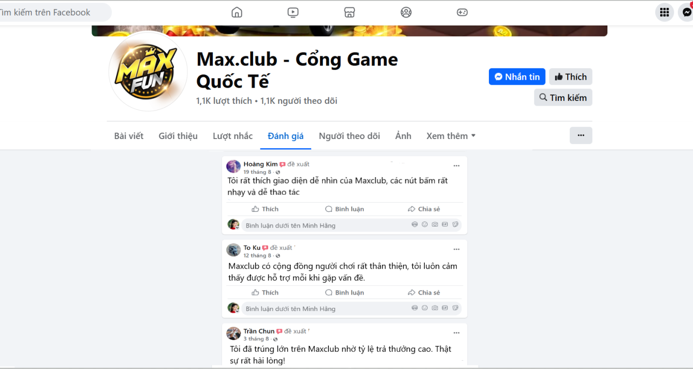 Đánh giá của người chơi Hoàng Kim, To ku, Trần Chun về Maxclub
