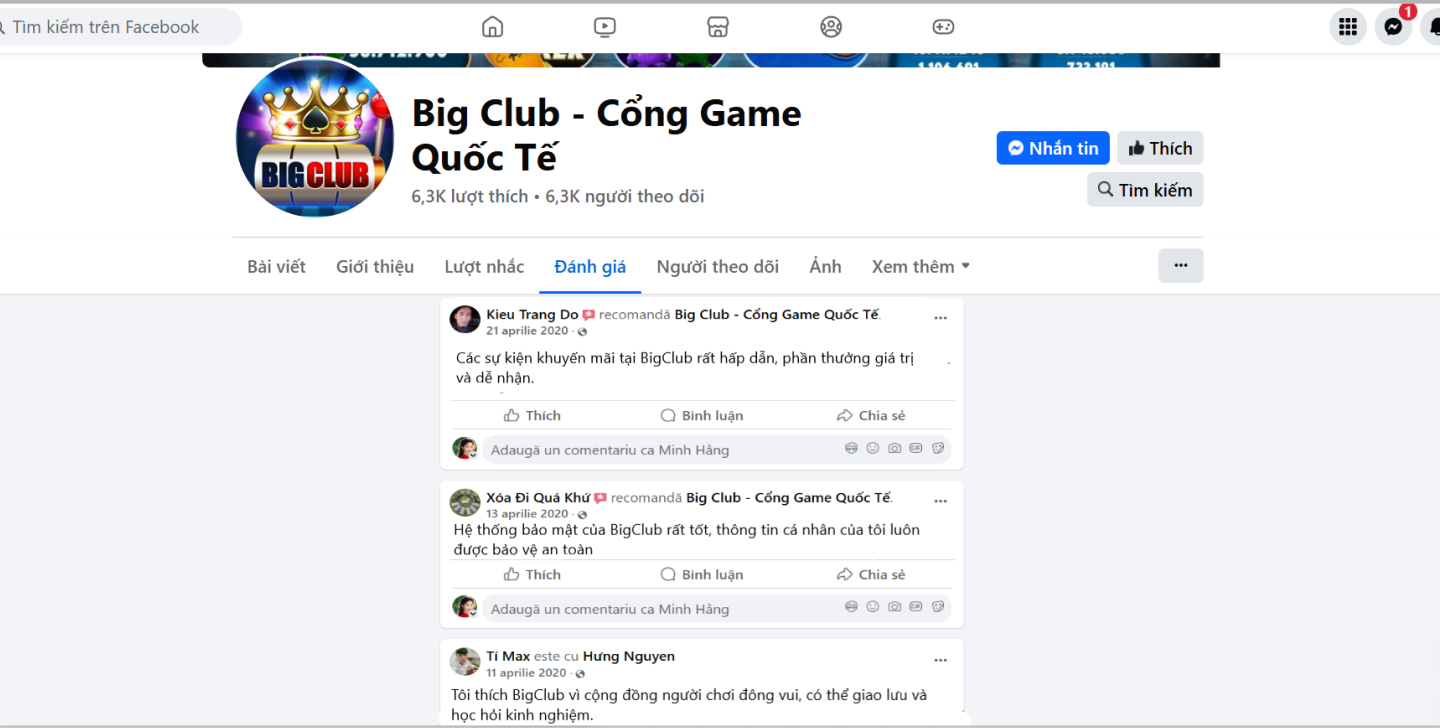Đánh giá của người chơi Kieu Trang Do, Xóa Đi Quá Khứ và Tí Max về Bigclub