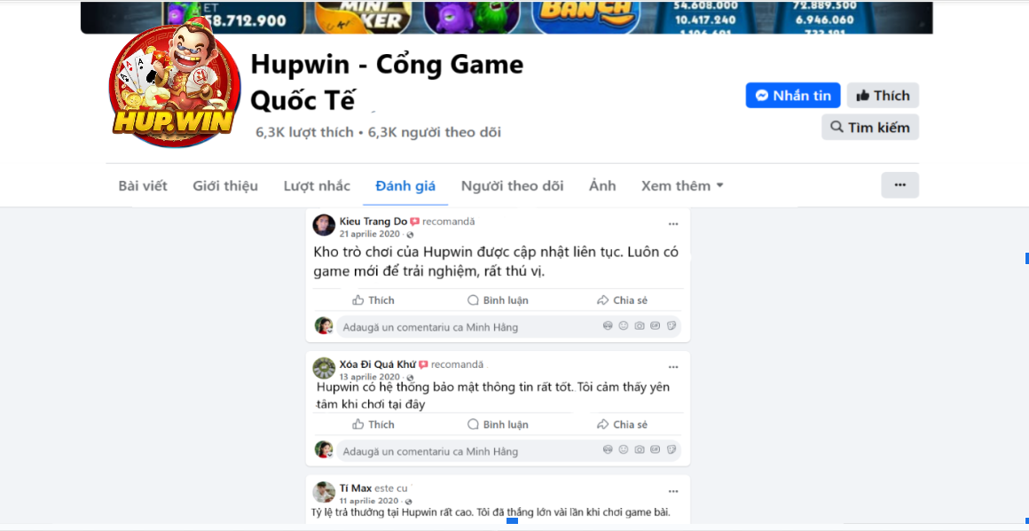 Đánh giá của người chơi Kieu Trang Do, Xóa Đi Quá Khú và Tí Max về Hupwin