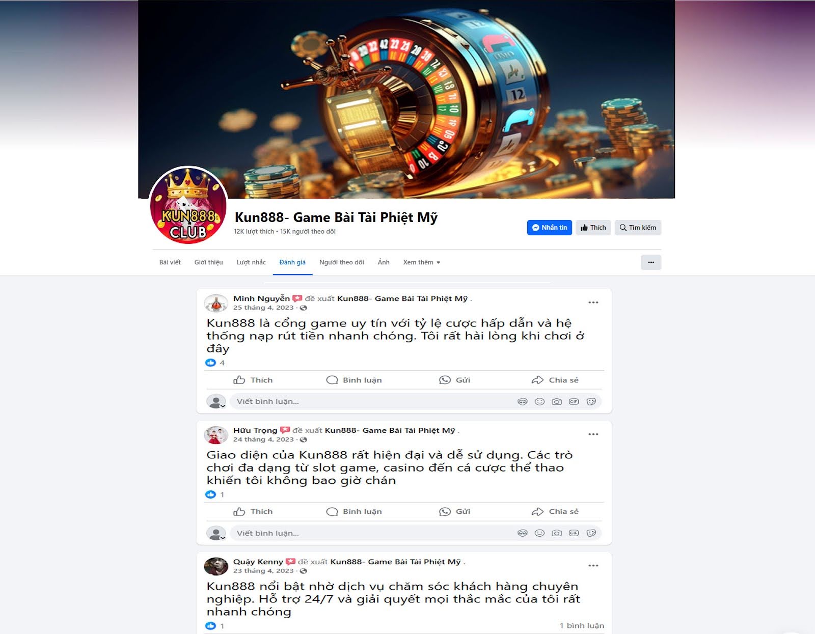 Đánh giá của người chơi Minh Nguyễn, Hữu Trọng, Quậy Kenny về cổng game Kun888