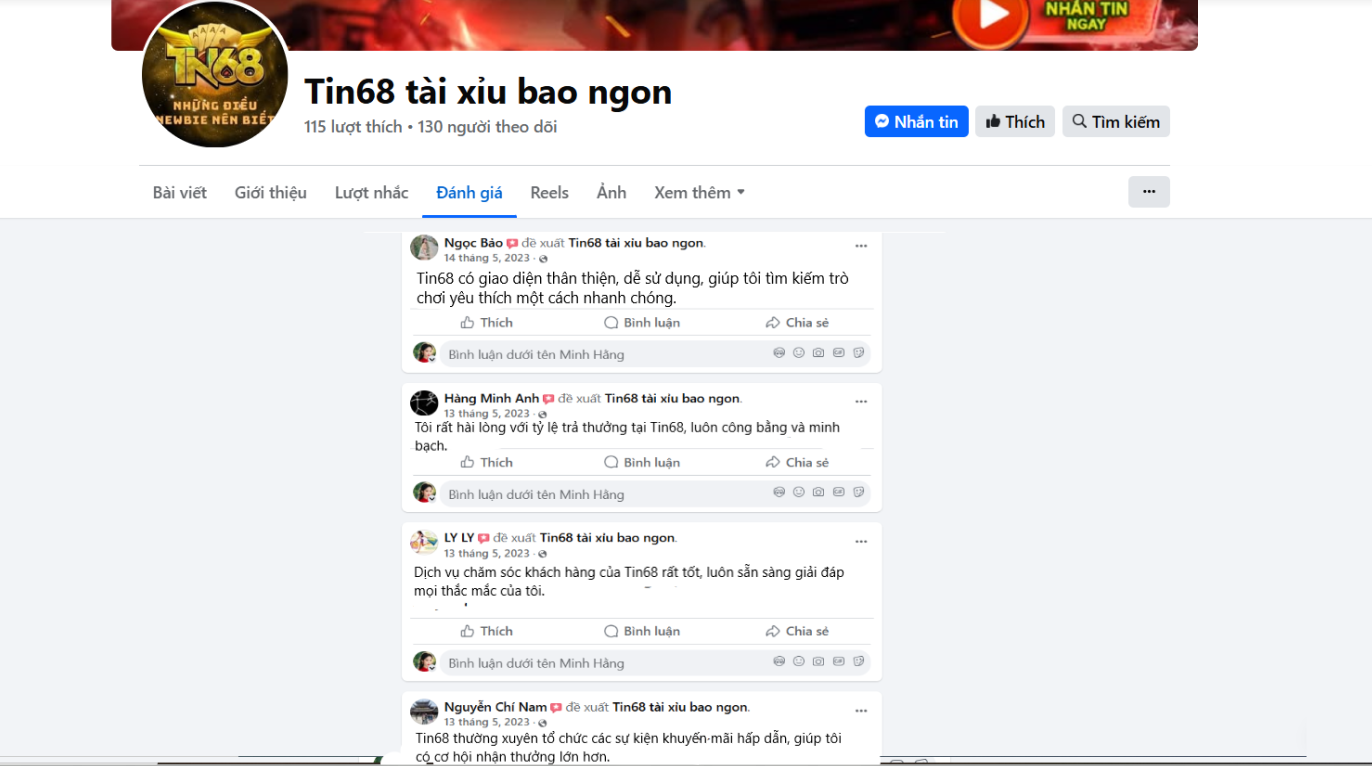 Đánh giá của người chơi Ngọc Bảo, Hàng Minh Anh, Ly Ly và Nguyễn Chí Nam về Tin68