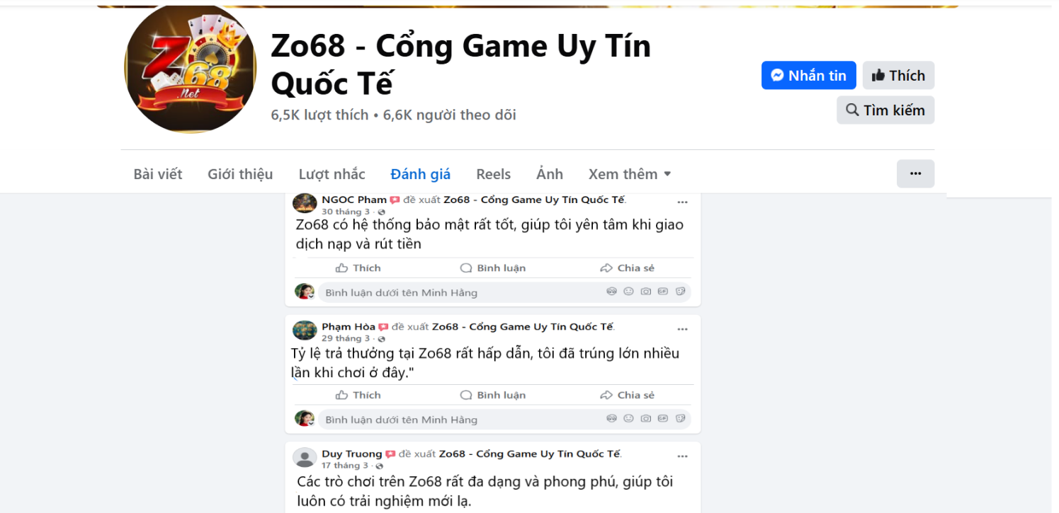 Đánh giá của người chơi Ngoc Pham, Phạm Hòa, Duy Trương về Zo68