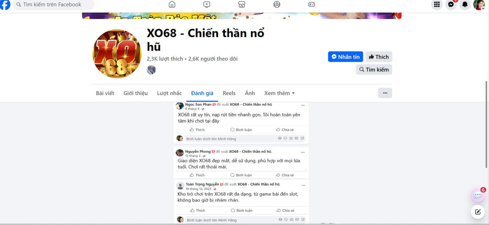 Đánh giá của người chơi Ngoc Son Pham, Nguyễn Phong và Trần Trọng Toàn về Xo68