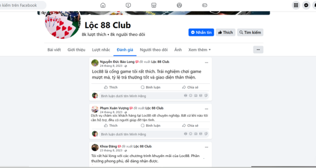 Đánh giá của người chơi Nguyễn Đức Bảo Long, Phạm Xuân Vượng va Khoa Đăng về Loc88