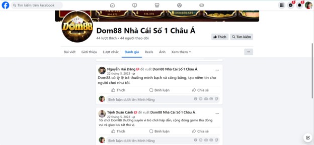 Đánh giá của người chơi Nguyễn Hải Đăng và Trịnh Xuân Cảnh về Dom88