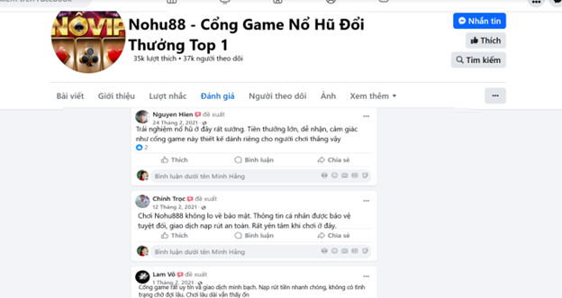 Đánh giá của người chơi Nguyen Hien, Chính Trọc, Lam Võ về Nohu888
