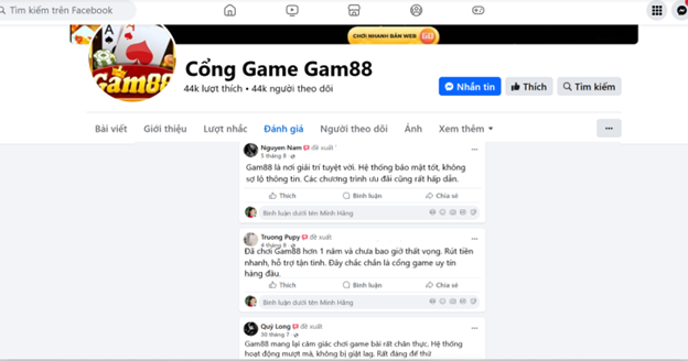 Đánh giá của người chơi Nguyen Nam, Truong Pupy và Quỷ Long về Gam88