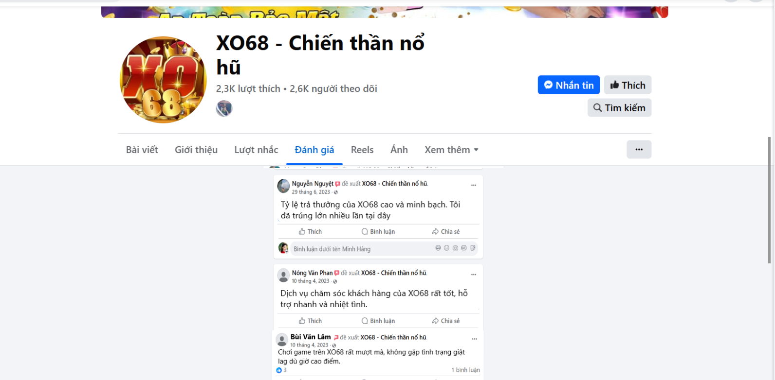 Đánh giá của người chơi Nguyễn Nguyệt, Nông Văn Phan, Bùi Văn Lâm về Xo68