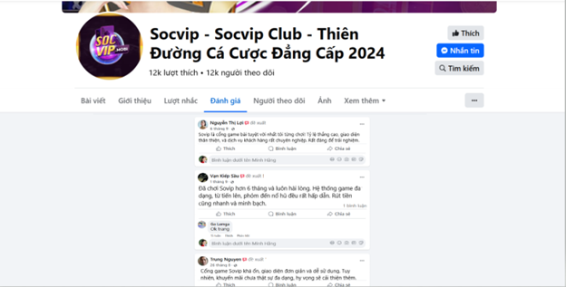 Đánh giá của người chơi Nguyễn Thị Lợi, Vạn Kiếp Sầu và Trung Nguyên về Socvip