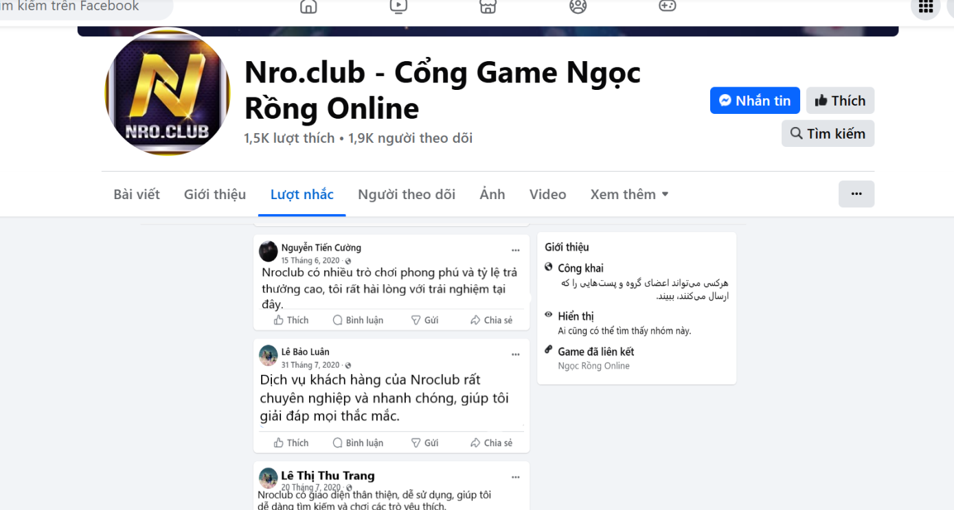 Đánh giá của người chơi Nguyễn Tiến Cường, Lê Bảo Luân, Lê Thị Thu Trang về Nroclub