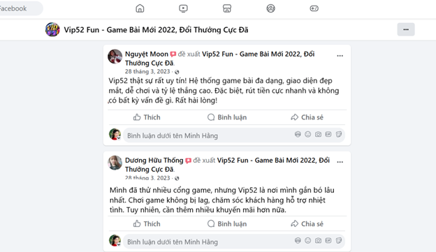 Đánh giá của người chơi Nguyệt Moon và Dương Hữu Thống