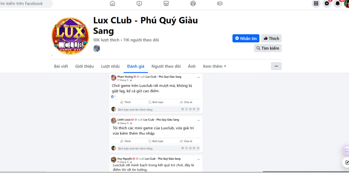 Đánh giá của người chơi Phạm Hương, Linhh Louis, Huy Nguyễn về Luxclub
