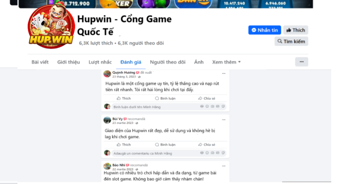 Đánh giá của người chơi Quỳnh Hương, Bùi Vy, Bảo Nhi về Hupwin