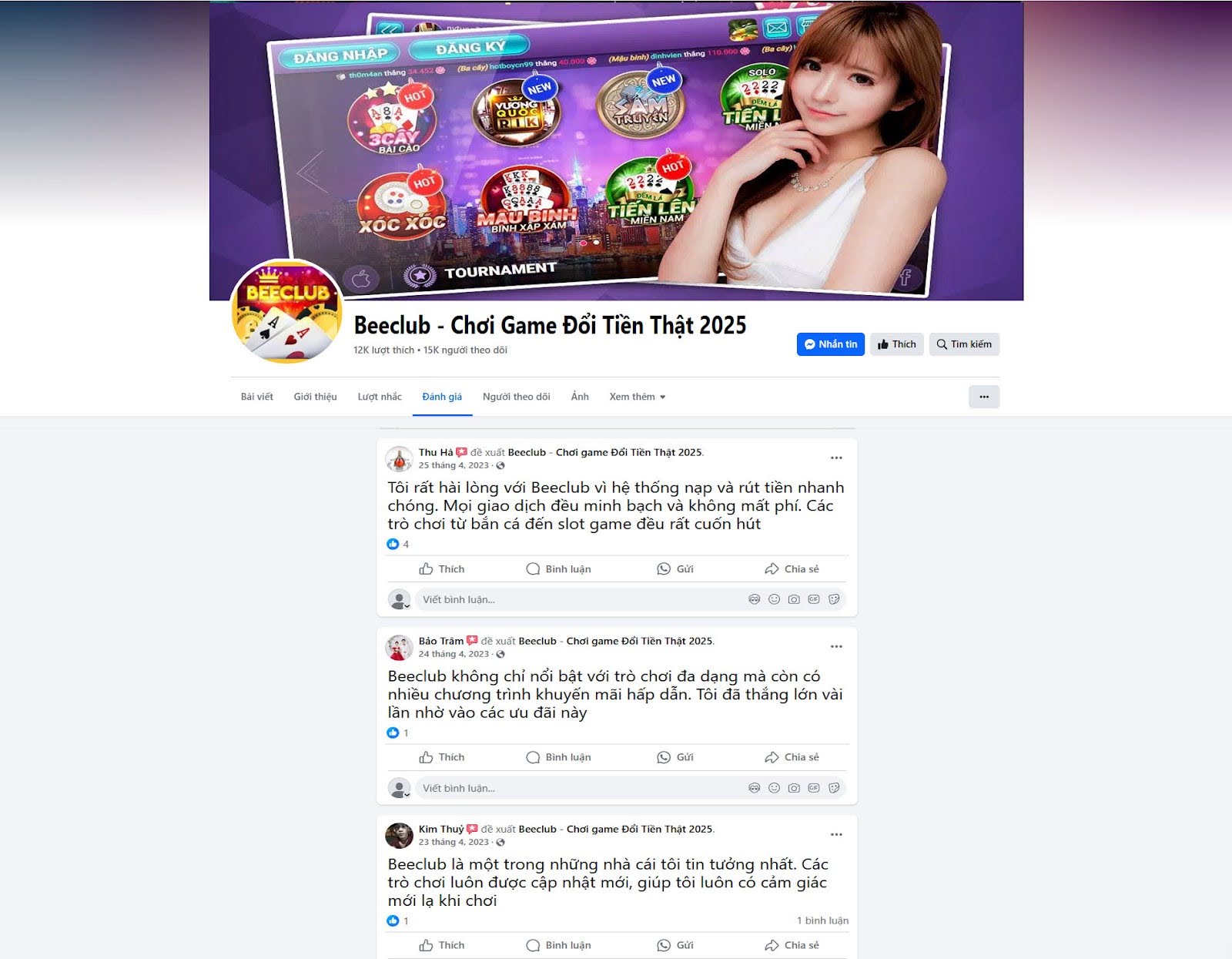 Đánh giá của người chơi Thu Hà, Bảo Trâm, Kim Thuỷ về cổng game Beeclub