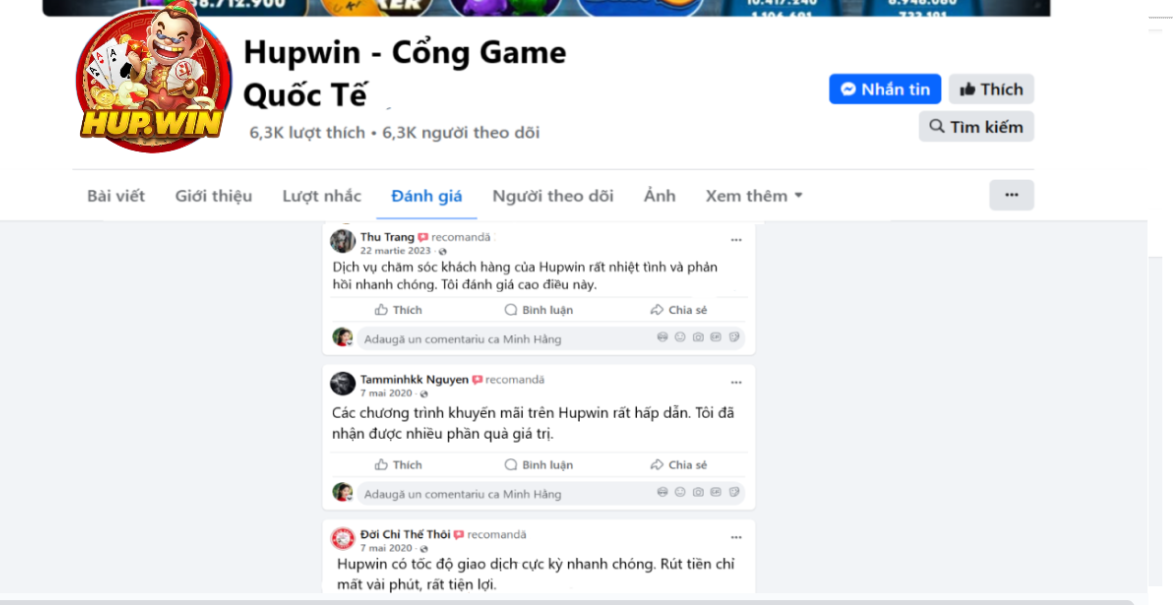 Đánh giá của người chơi Thu Trang, Tamminhkk Nguyen và Đời Chỉ Thế Thôi về Hupwin