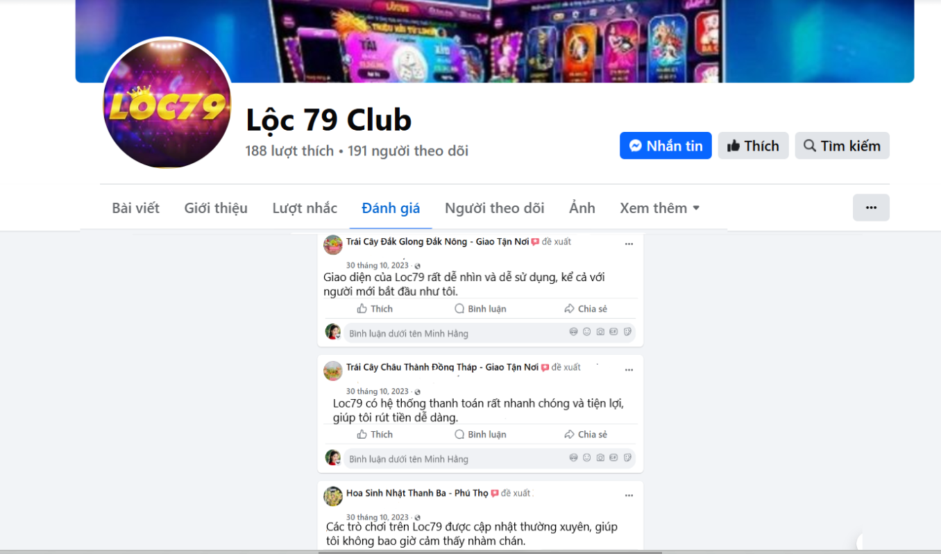 Đánh giá của người chơi Trái Cây Châu Thành Đồng Tháp về Loc79