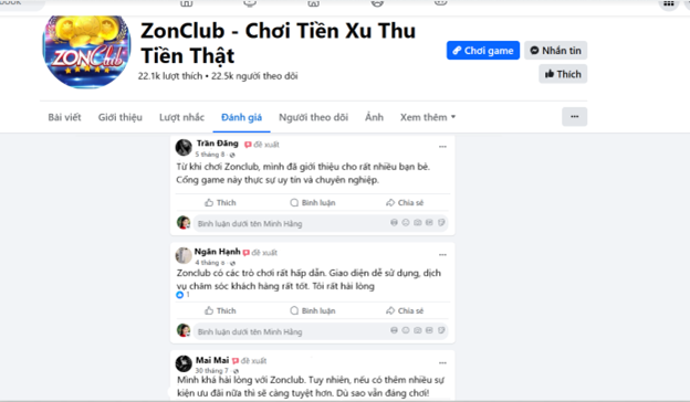 Đánh giá của người chơi Trần Đăng, Ngân Hạnh và Mai Mai về Zonclub