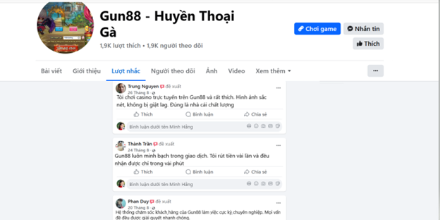 Đánh giá của người chơi Trung Nguyên, Thành Trần, Phan Duy về cổng game Gun88