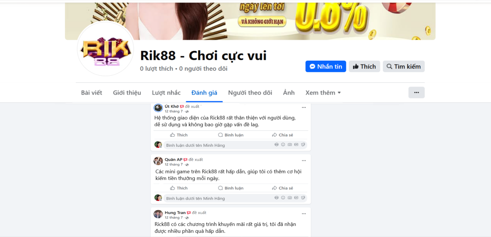 Đánh giá của người chơi Út Khờ, Quân AP và Hung Tran về Rik88