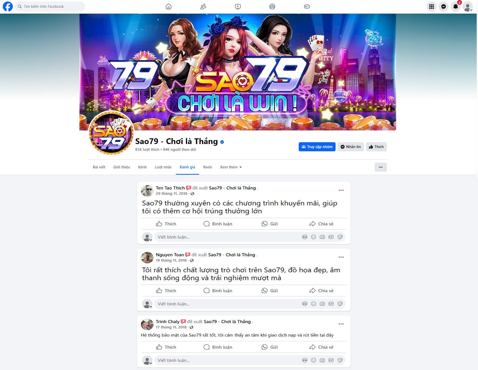 Đánh giá về cổng game Sao79 của người chơi Ten Tao Thich, Nguyen Toan, Trinh Chaly