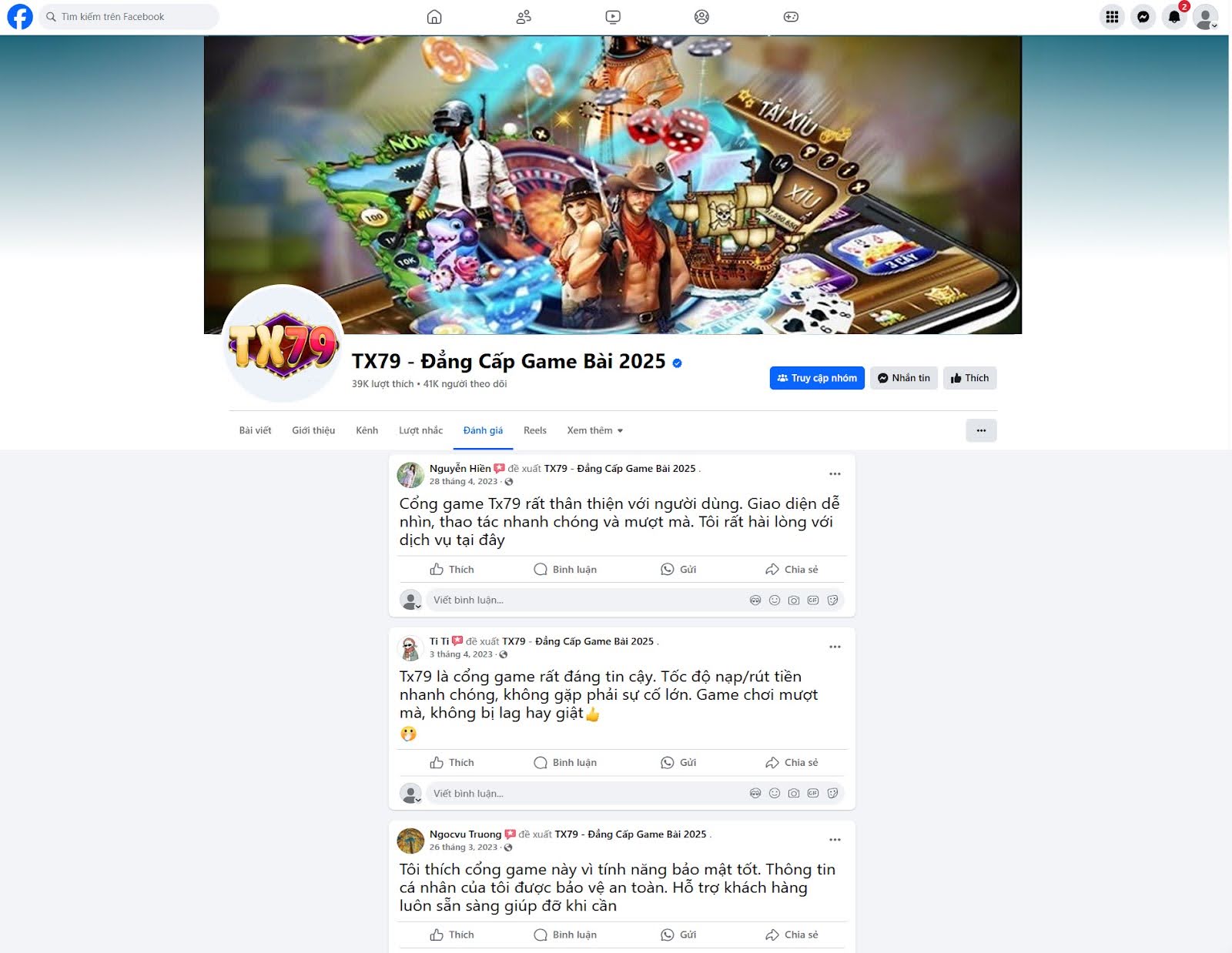 Đánh giá về cổng game TX79 của người chơi Nguyễn Hiền, Ti Ti, Ngocvu Truong